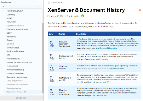 xenserver 8 document history