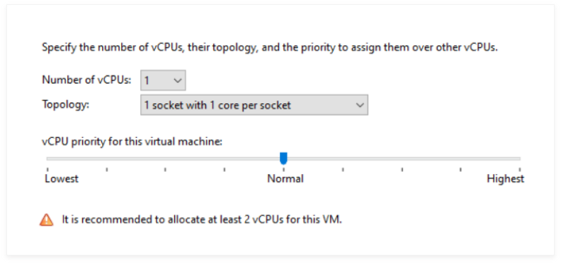 a screenshot of a computer screen with the number of vCPUs